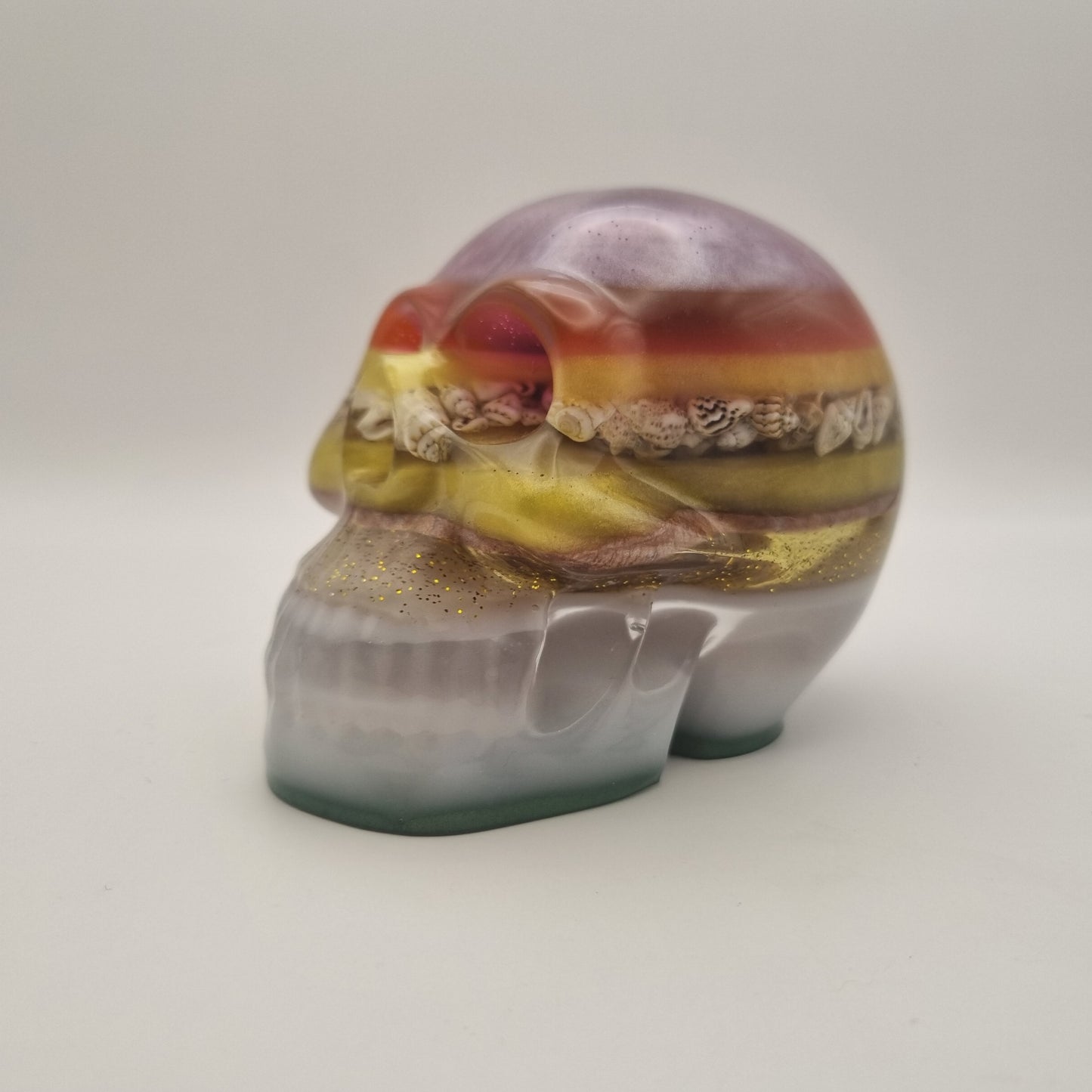 Large Skull Layered Multi-Coloured Paperweight
