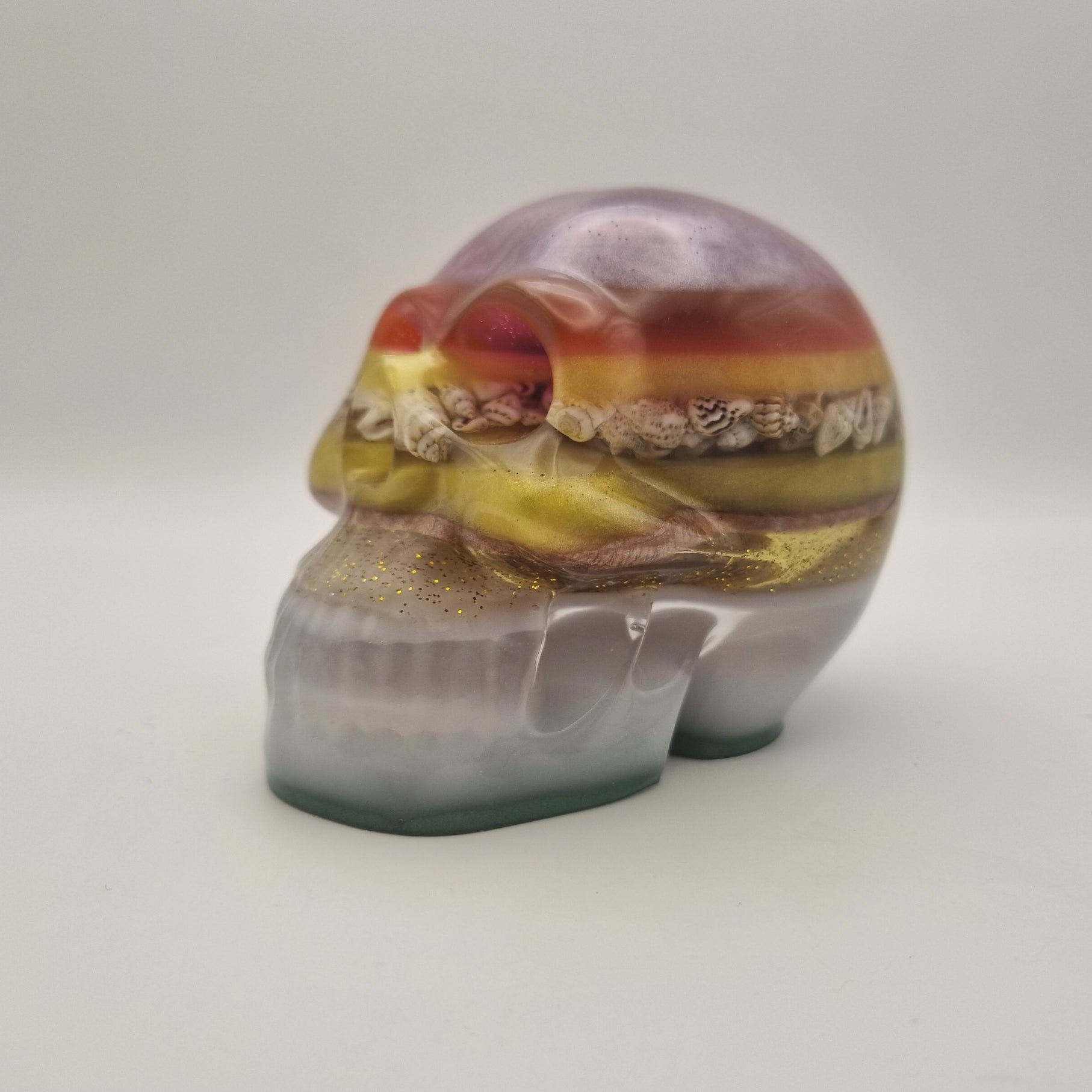 Large Skull Layered Multi-Coloured Paperweight