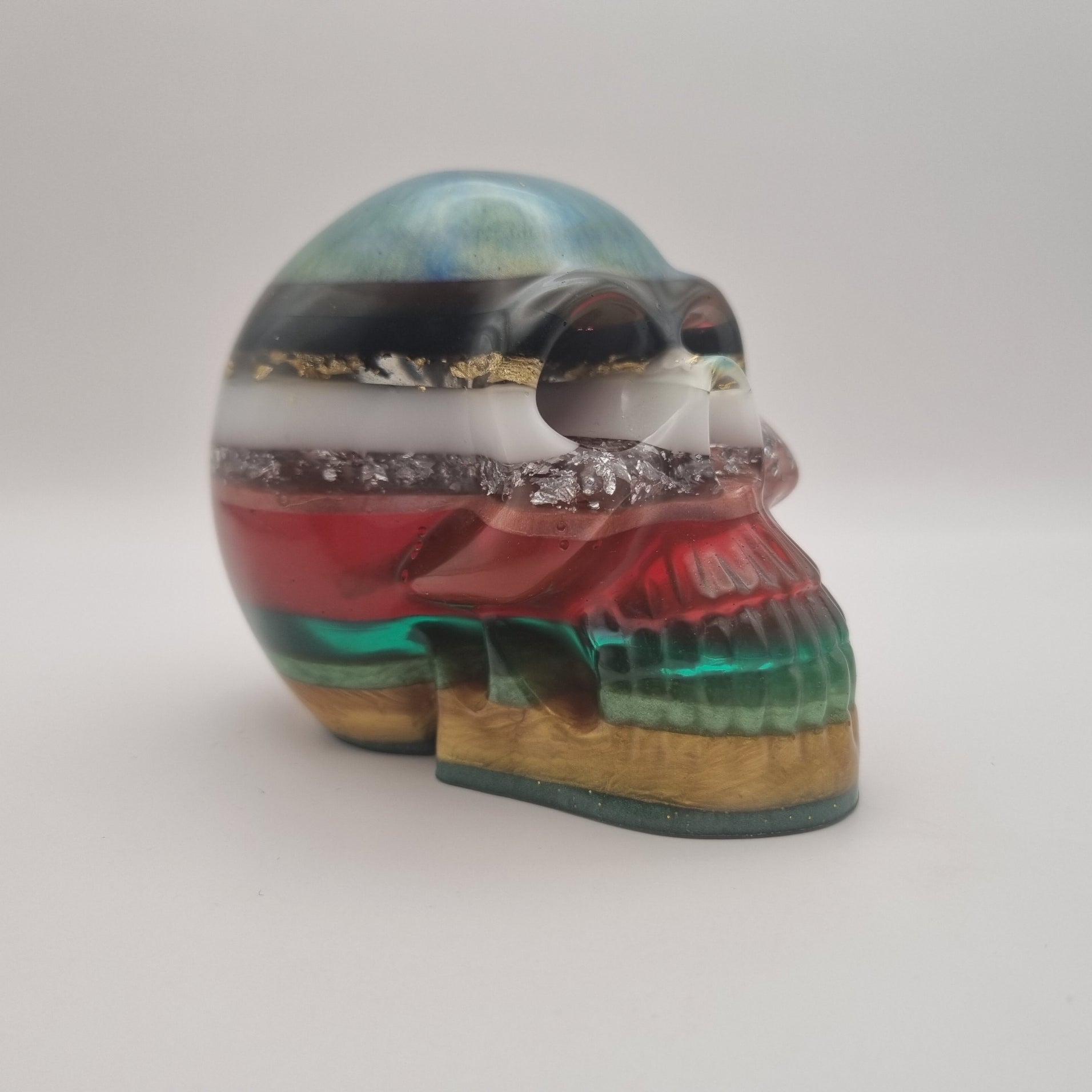 Large Skull Layered Multi-Coloured Paperweight