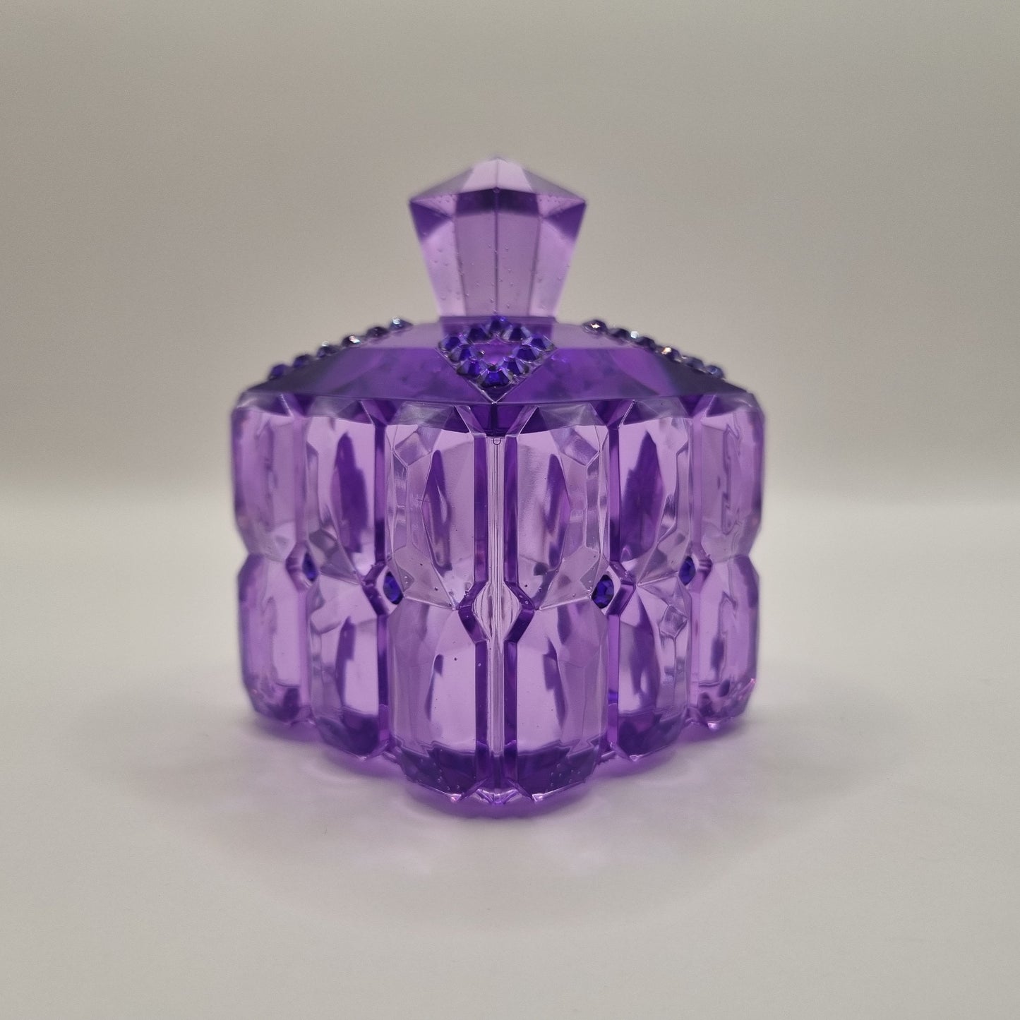 Purple Transparent Jewellery Box with Purple Gems