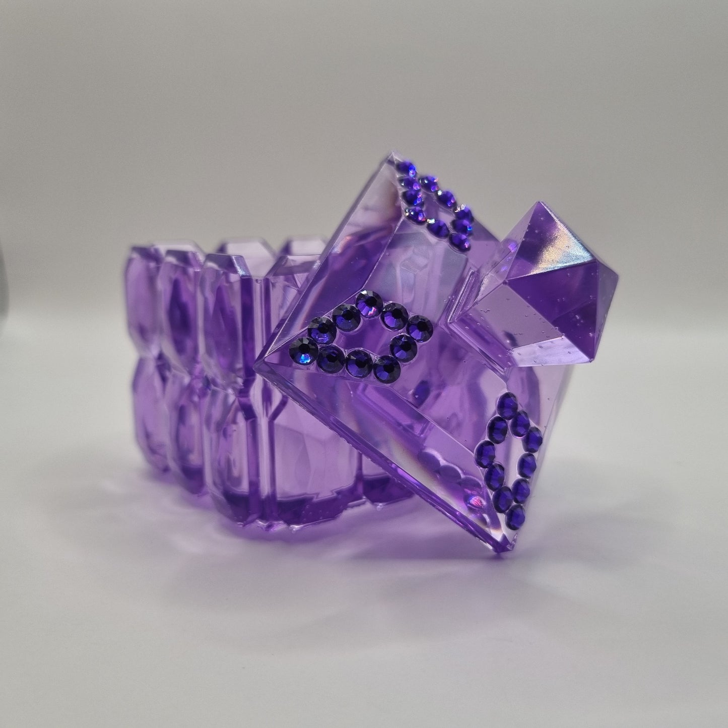 Purple Transparent Jewellery Box with Purple Gems