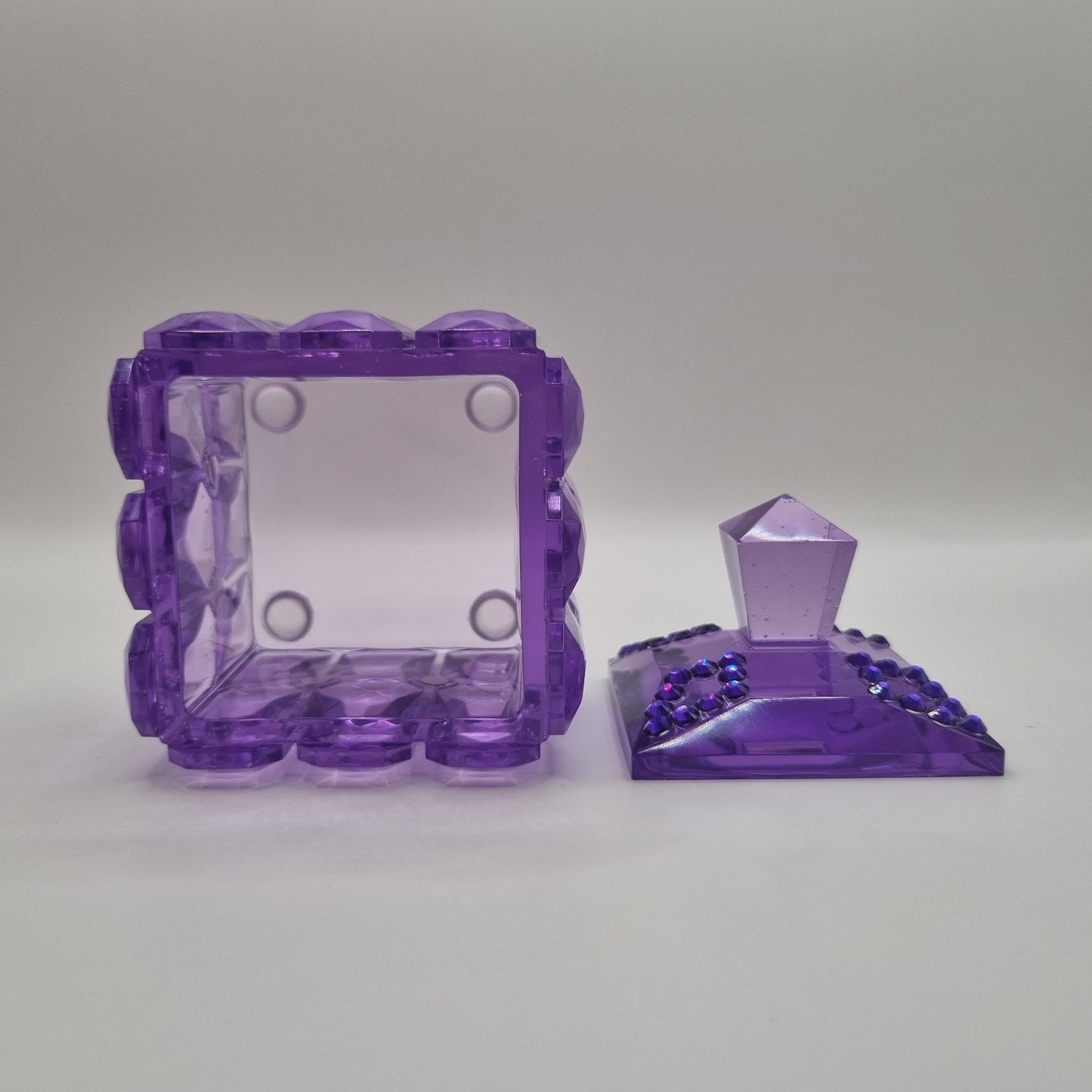 Purple Transparent Jewellery Box with Purple Gems
