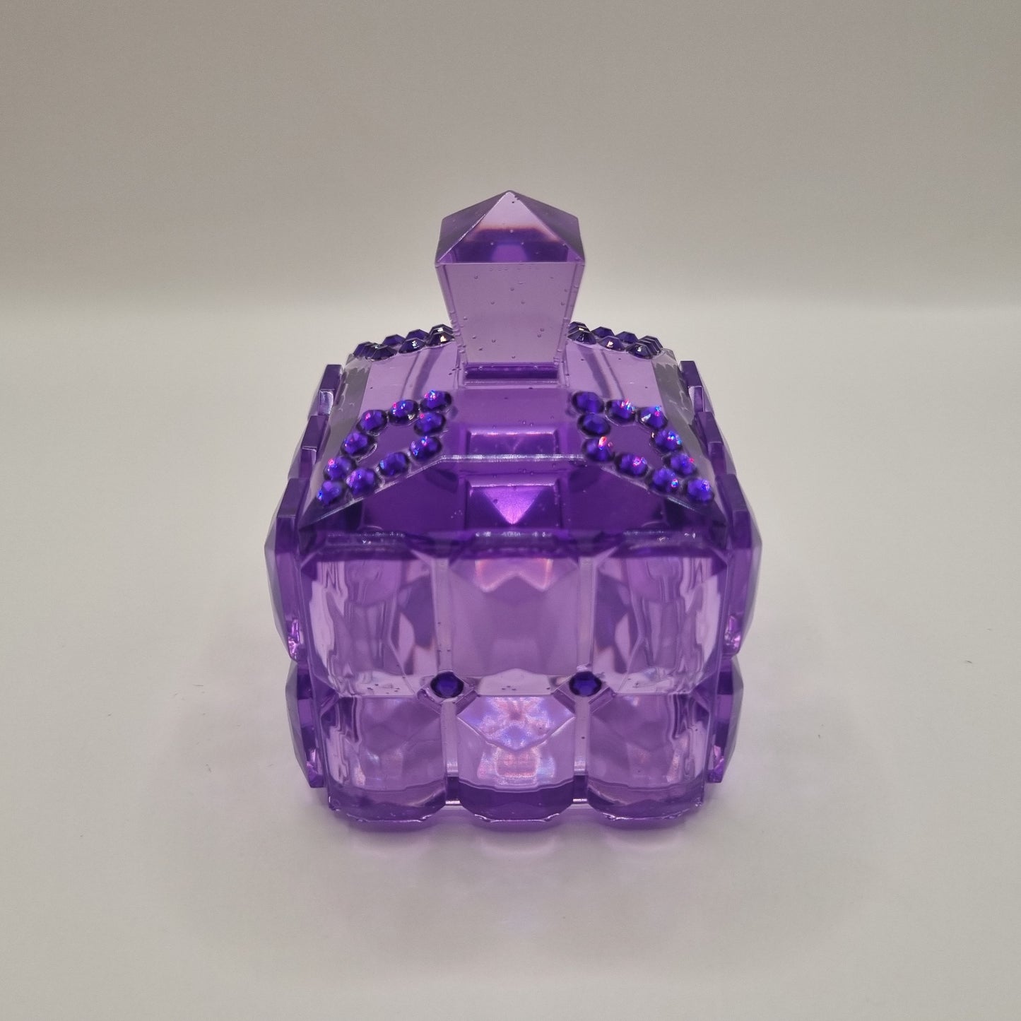 Purple Transparent Jewellery Box with Purple Gems