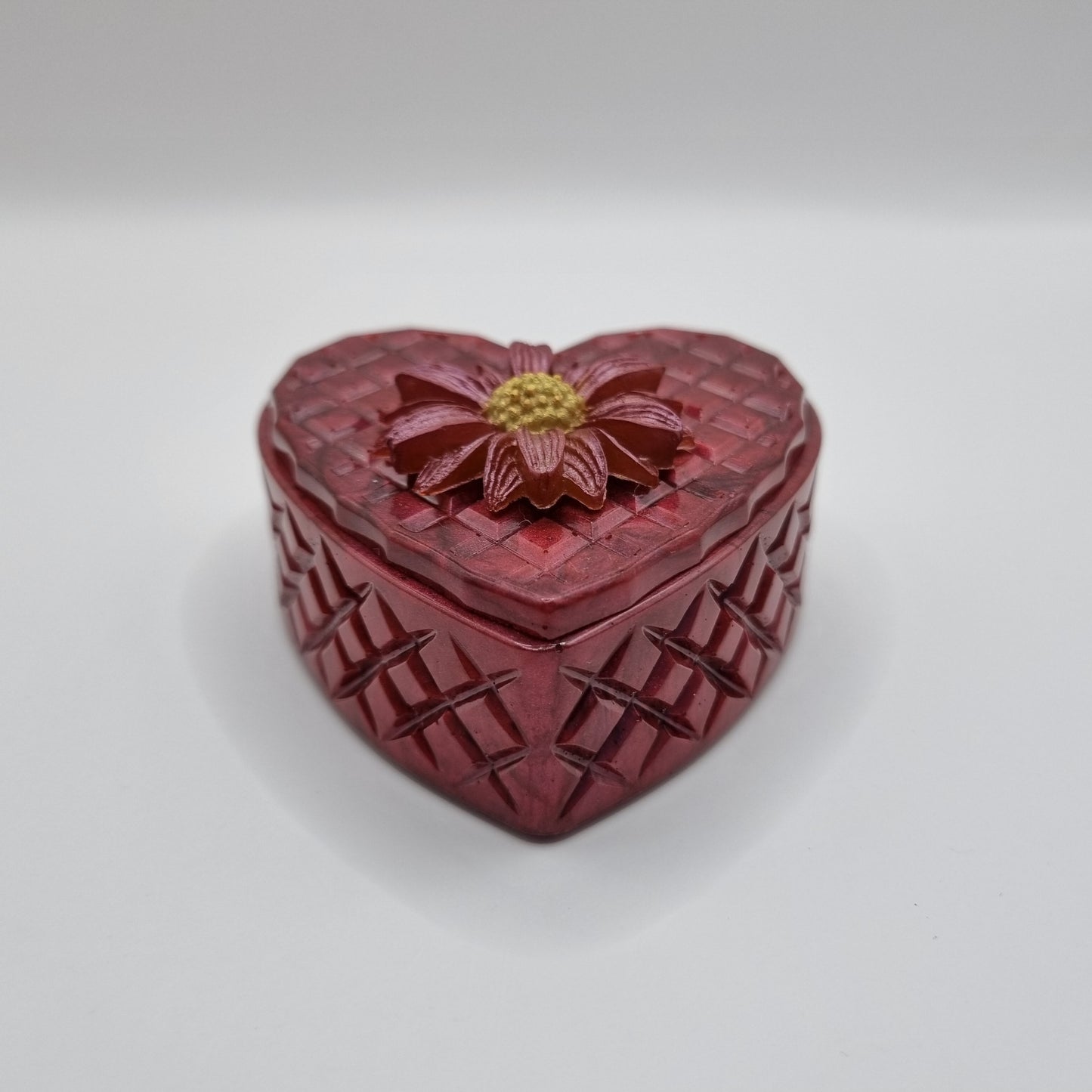 Ruby Red Flower Topped Heart Shaped Box