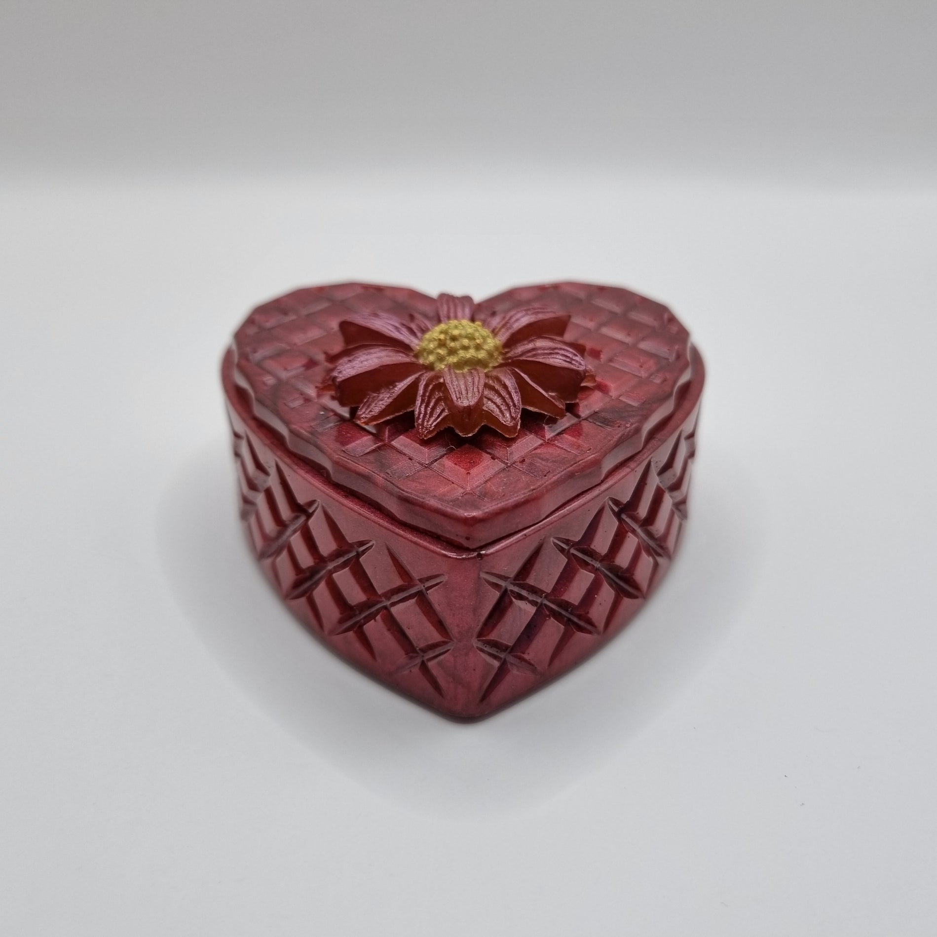 Ruby Red Flower Topped Heart Shaped Box