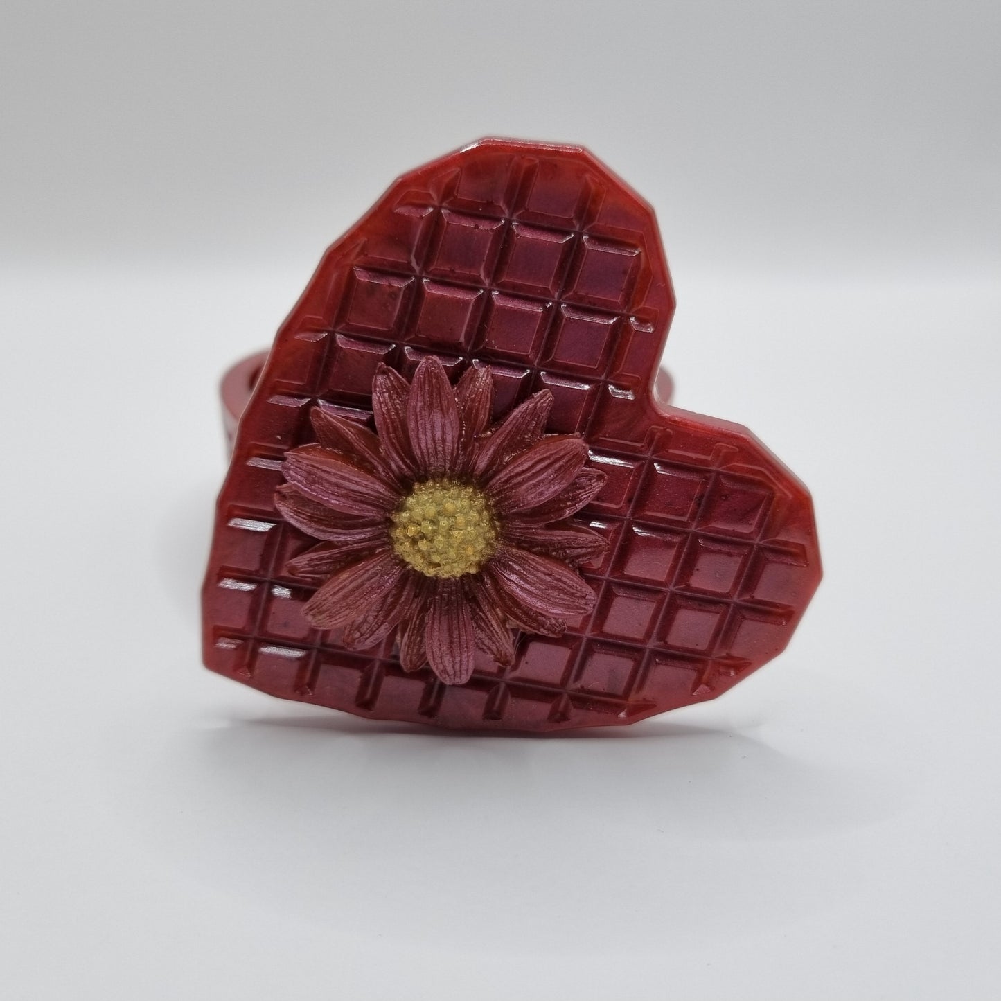 Ruby Red Flower Topped Heart Shaped Box