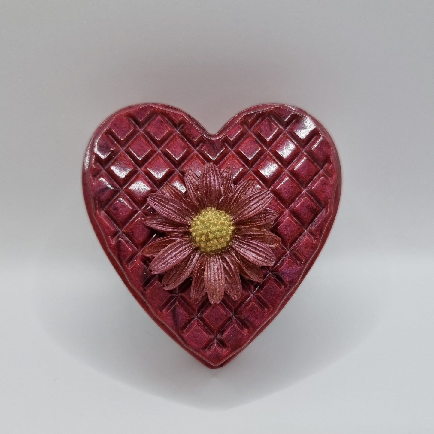 Ruby Red Flower Topped Heart Shaped Box