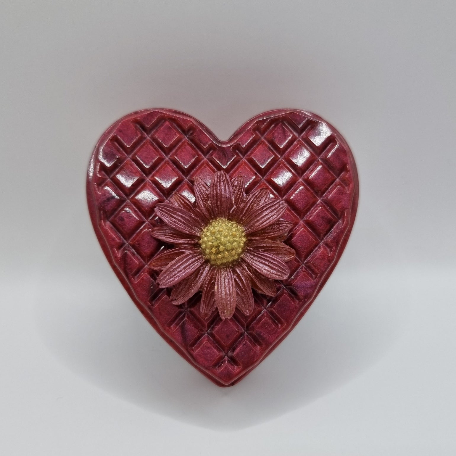 Ruby Red Flower Topped Heart Shaped Box