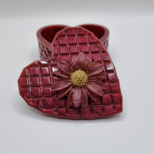 Ruby Red Flower Topped Heart Shaped Box