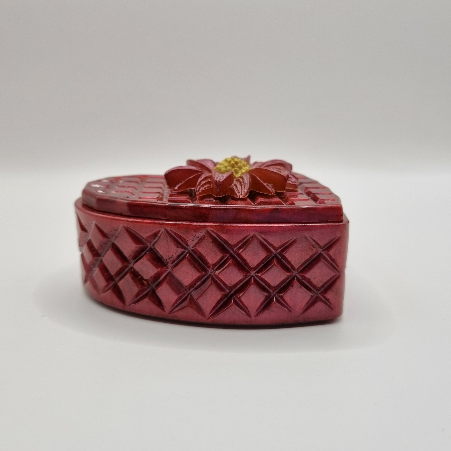 Ruby Red Flower Topped Heart Shaped Box