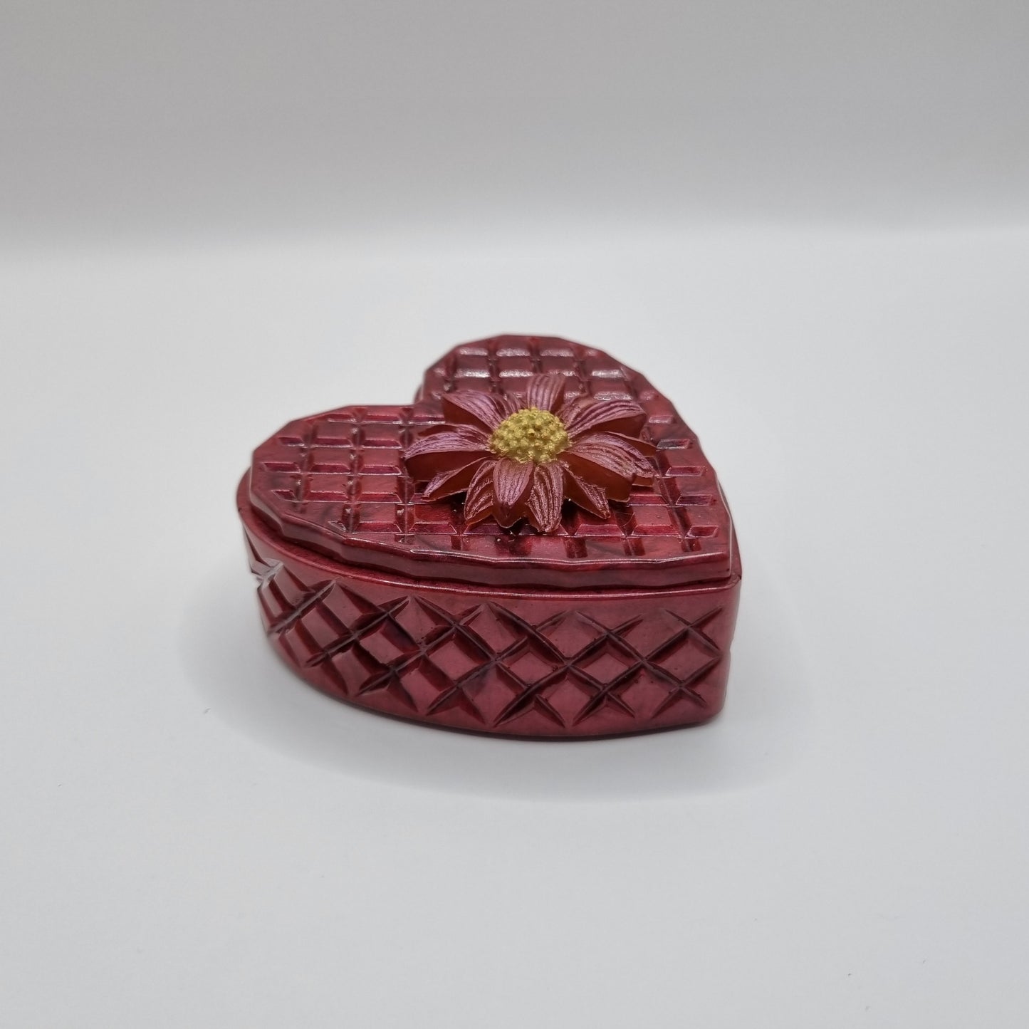 Ruby Red Flower Topped Heart Shaped Box
