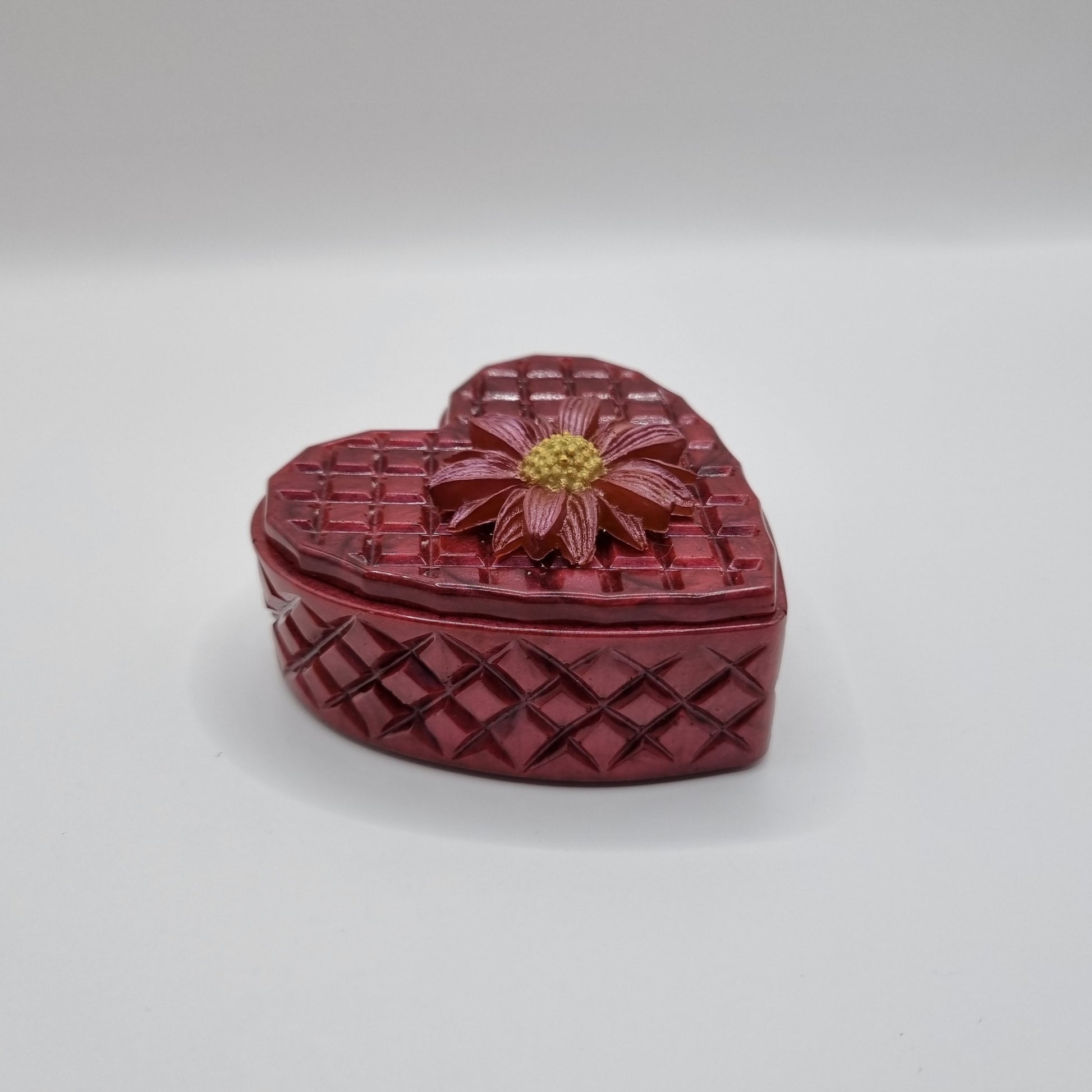 Ruby Red Flower Topped Heart Shaped Box