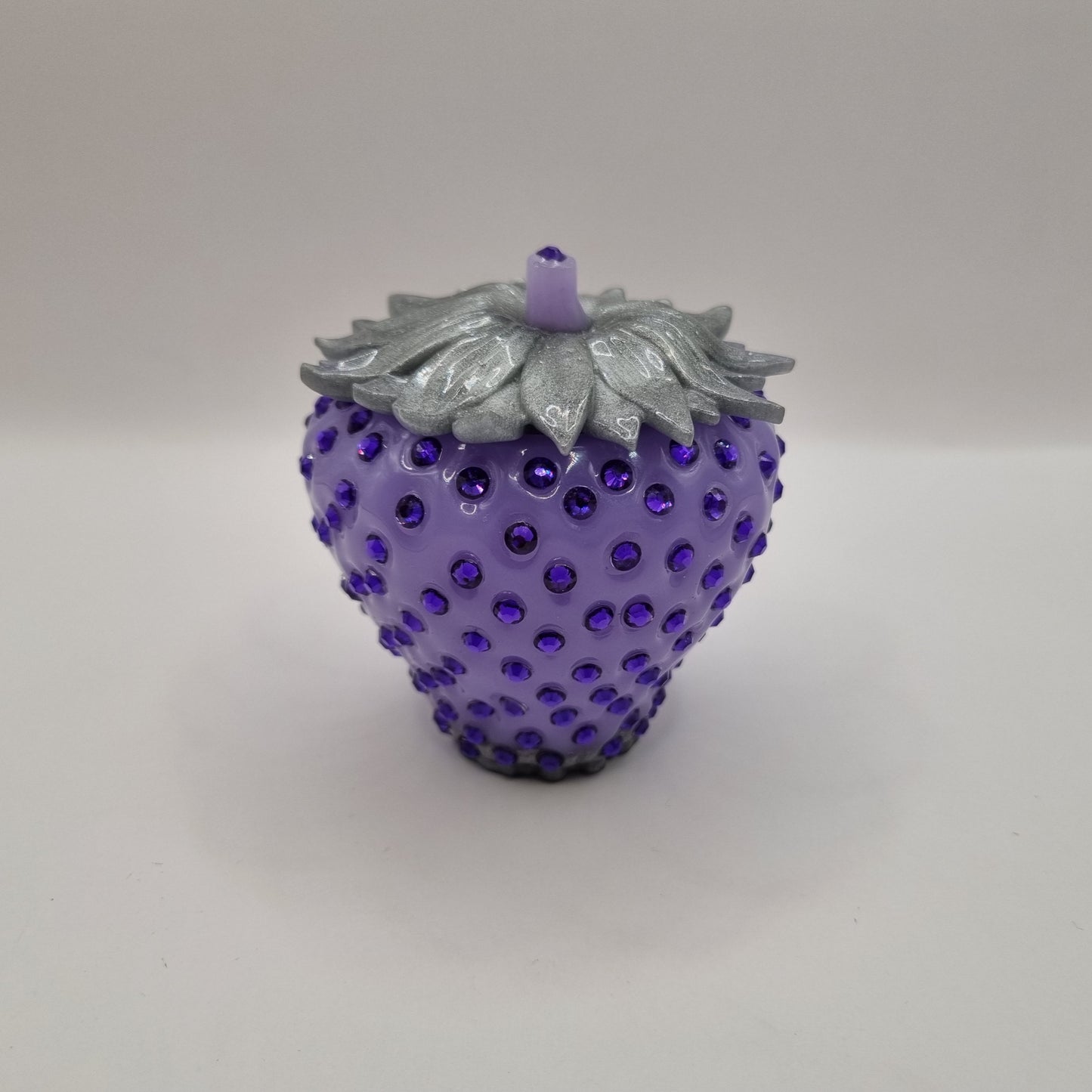 Novel Lavender & Silver Strawberry Trinket Pot