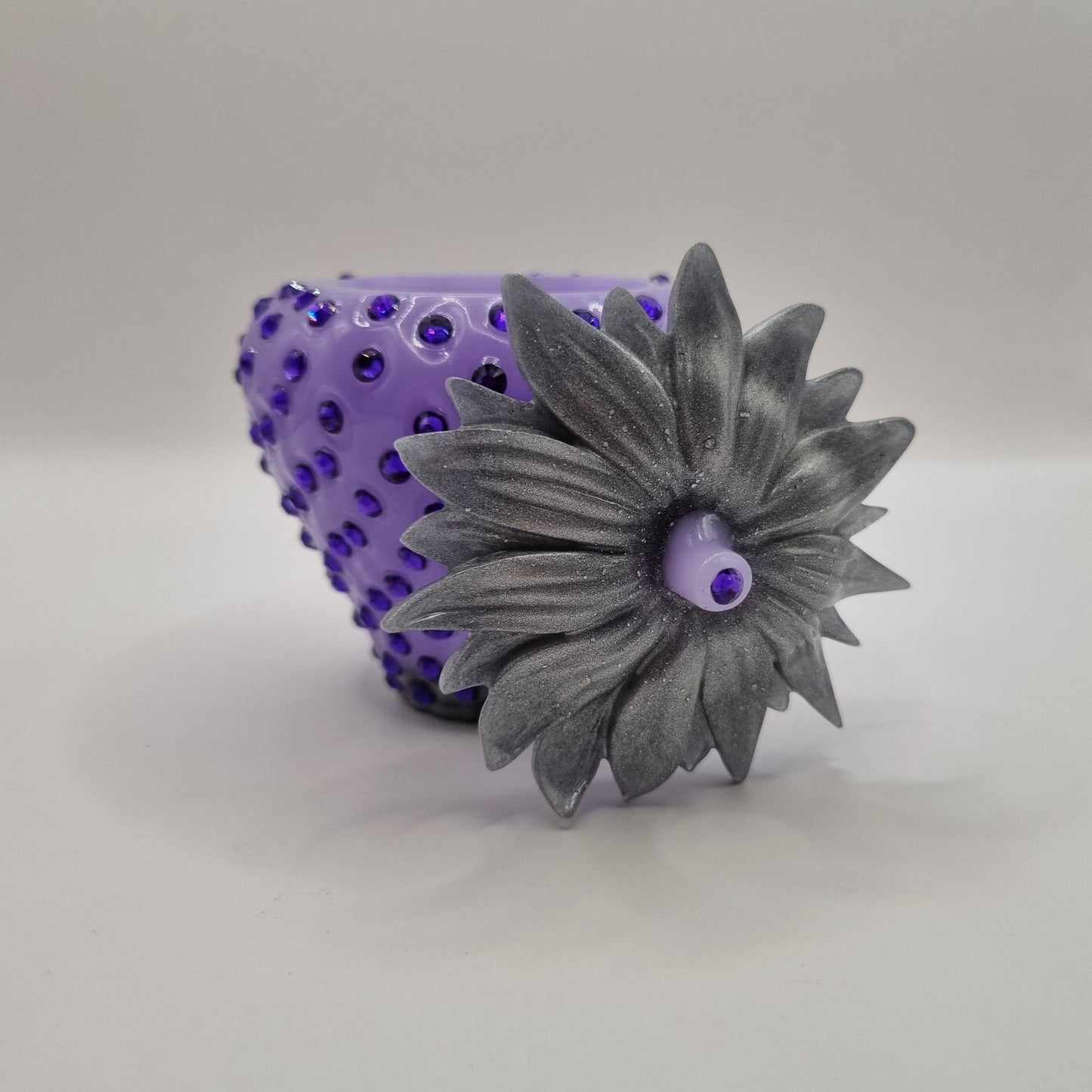 Novel Lavender & Silver Strawberry Trinket Pot