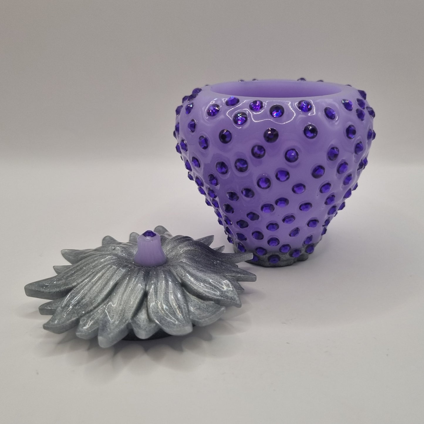 Novel Lavender & Silver Strawberry Trinket Pot