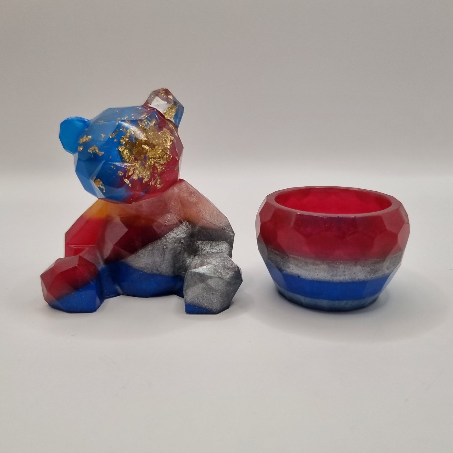 Multi-Colour Teddy Bear & Ring Pot