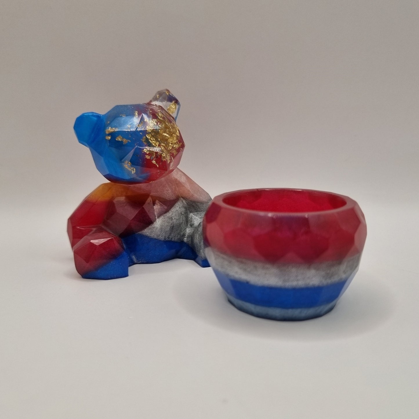 Multi-Colour Teddy Bear & Ring Pot