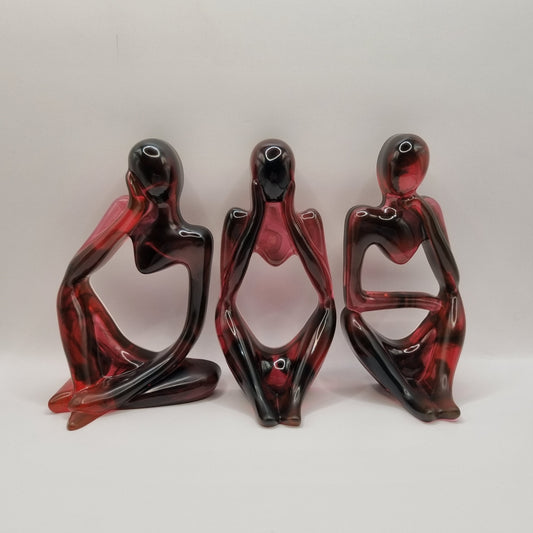 Set of 3 Red & Black 'Thinkers'