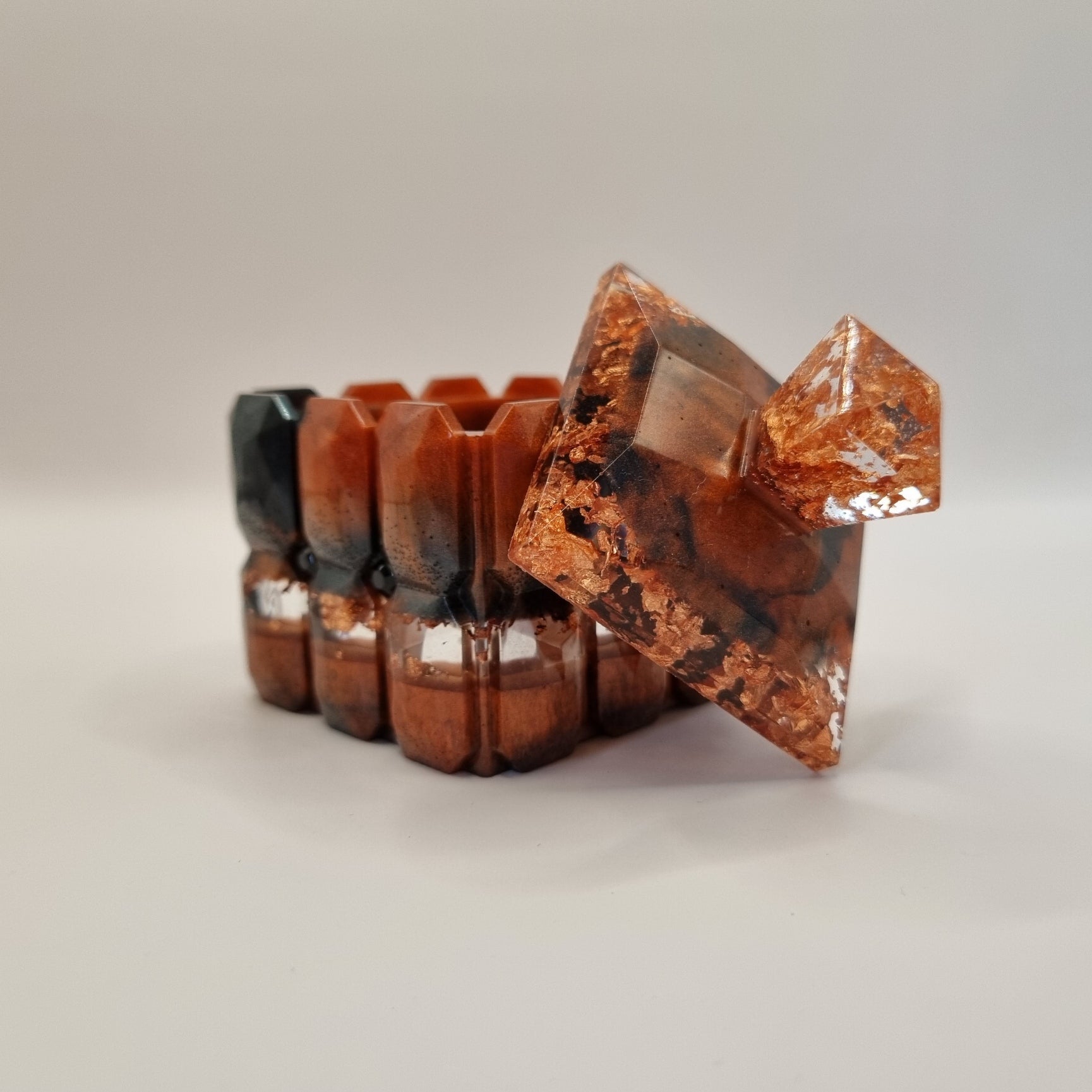 Tortoiseshell Inspired Rose Gold Foil Jewellery Box & Ring Pot