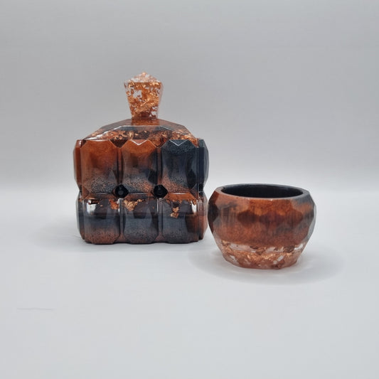 Tortoiseshell Inspired Rose Gold Foil Jewellery Box & Ring Pot
