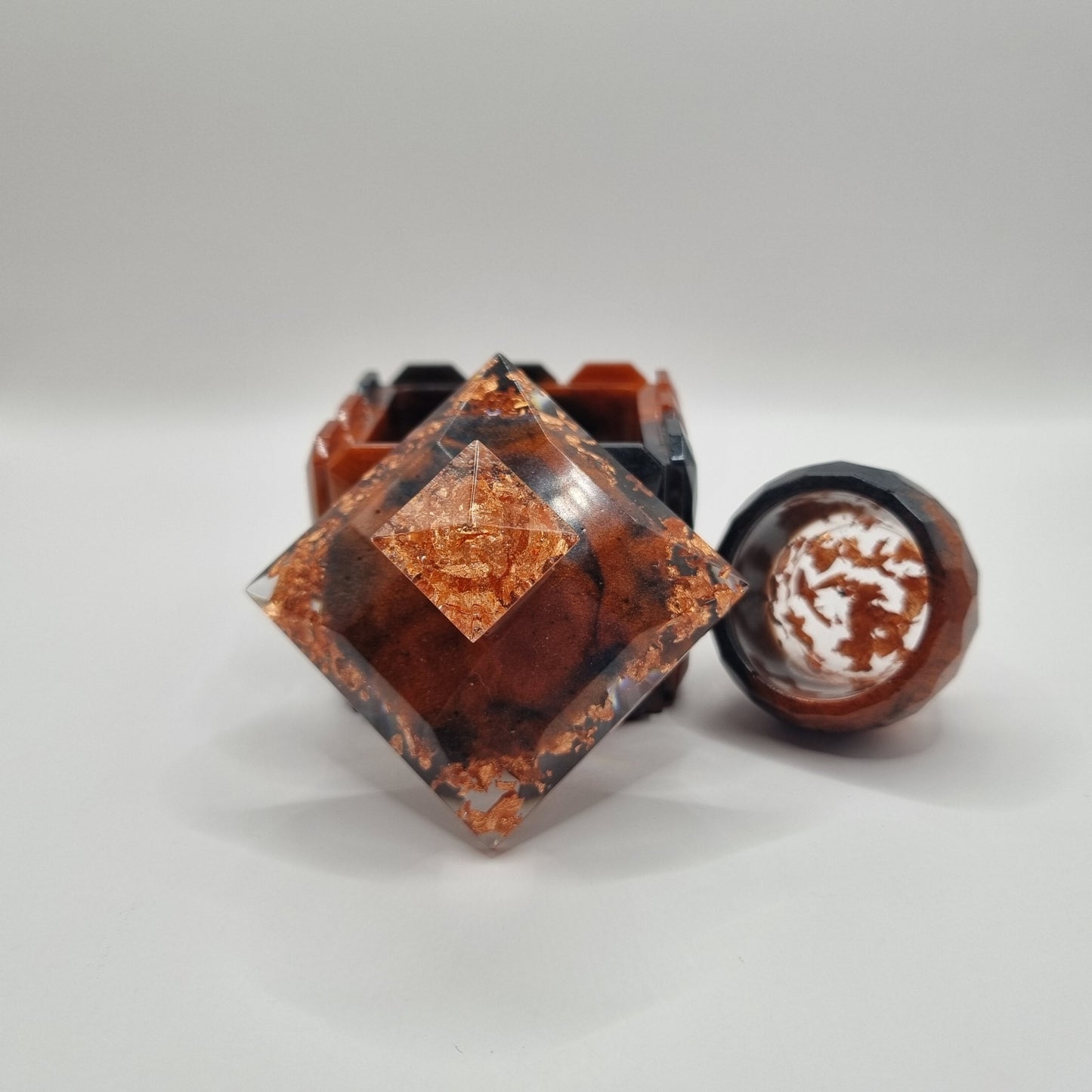 Tortoiseshell Inspired Rose Gold Foil Jewellery Box & Ring Pot