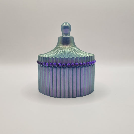 Round Fluted Trinket Pot in Violet Chameleon