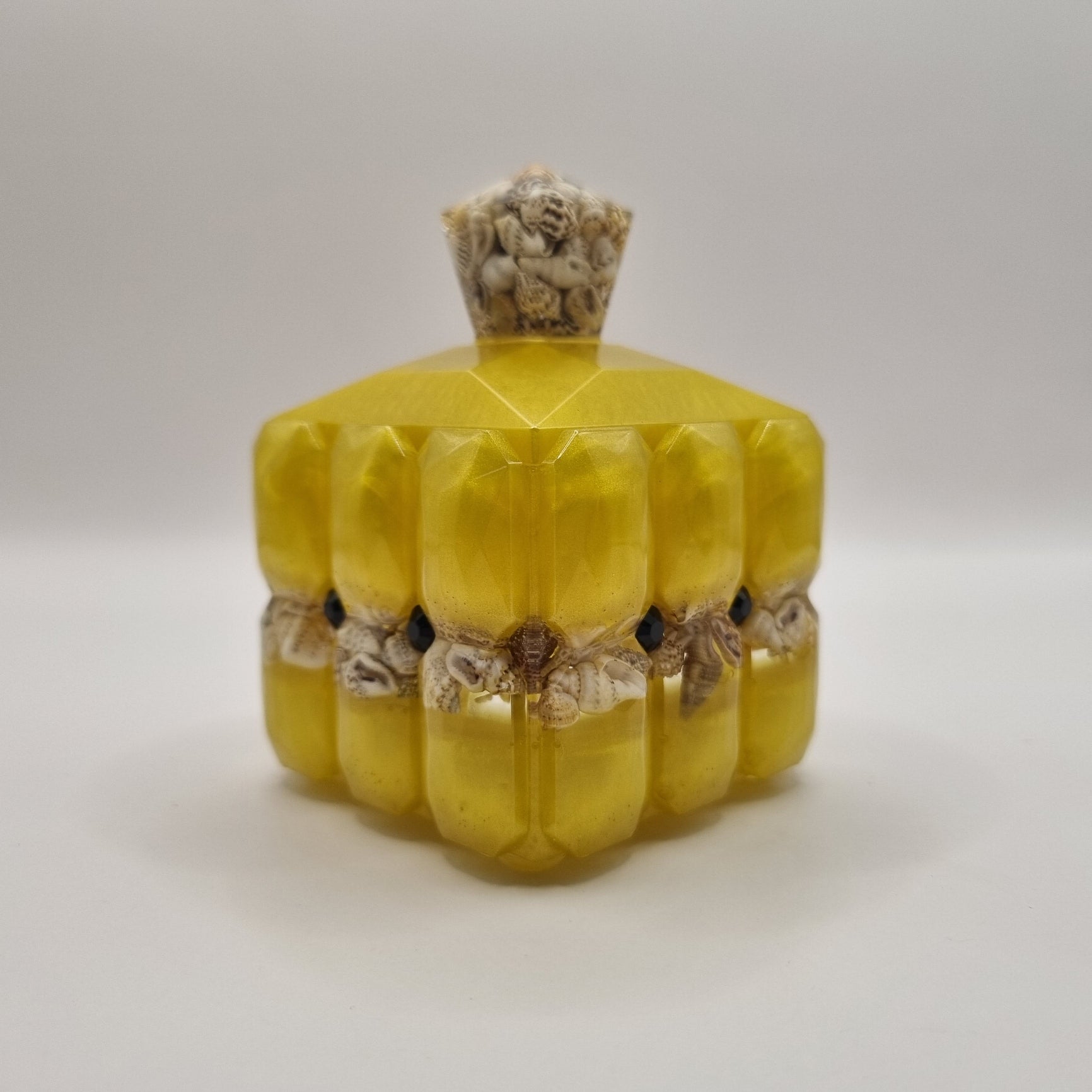 Cornflower Yellow & Sea Shells Jewellery Box