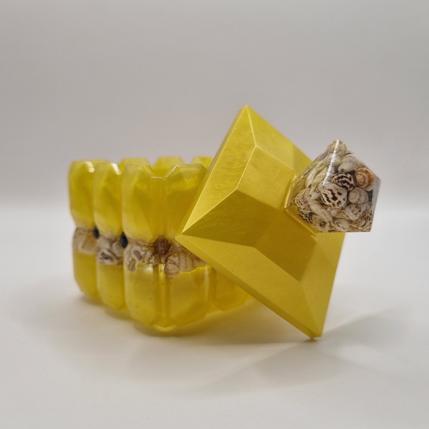 Cornflower Yellow & Sea Shells Jewellery Box