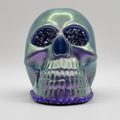 Large Skull Violet Chameleon Paperweight