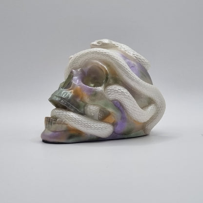 Small Skull White Multi-Coloured Paperweight