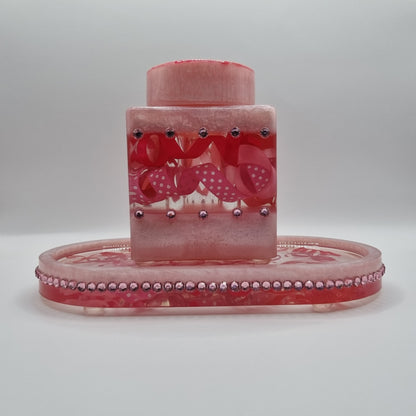 Birthday Cake 2-piece Set - Decorative Storage Jar and Tray