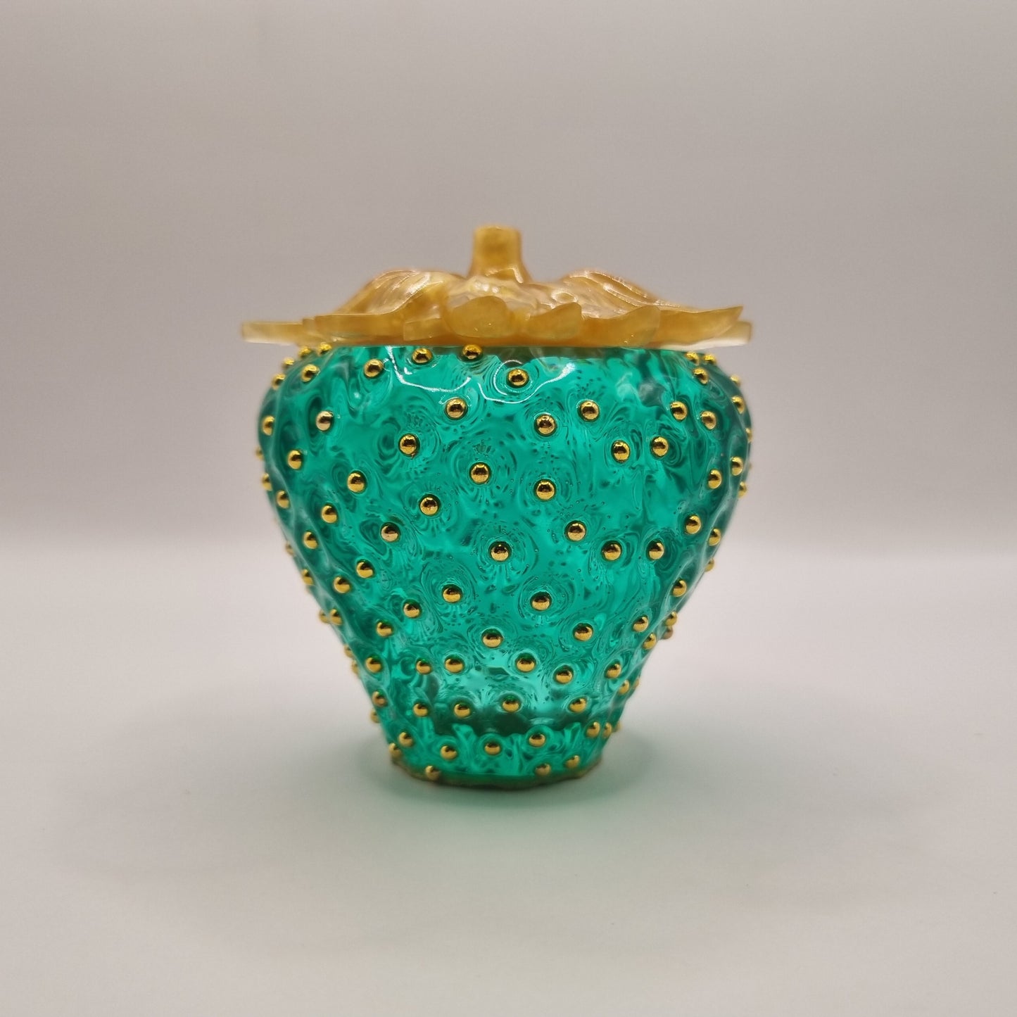 Novel Green & Gold Strawberry Trinket Pot