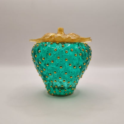 Novel Green & Gold Strawberry Trinket Pot