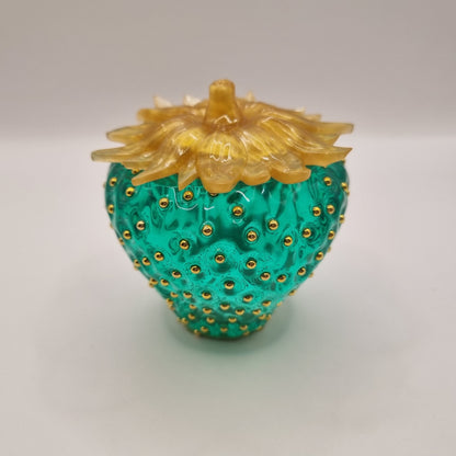 Novel Green & Gold Strawberry Trinket Pot