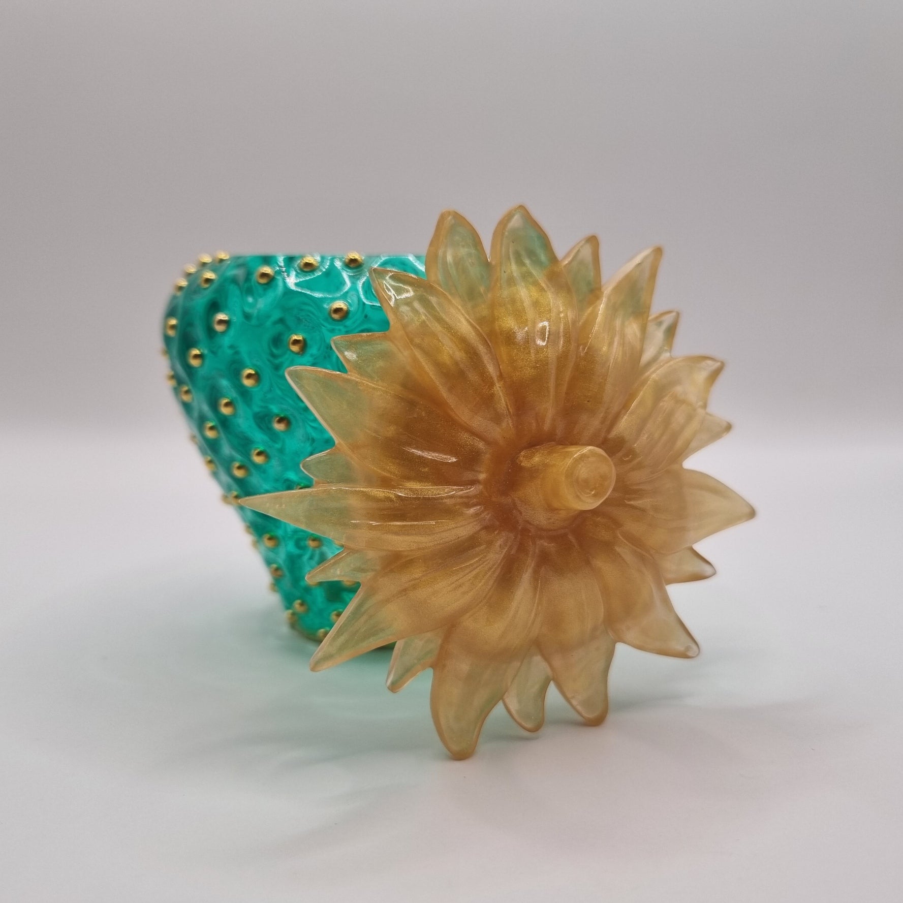 Novel Green & Gold Strawberry Trinket Pot