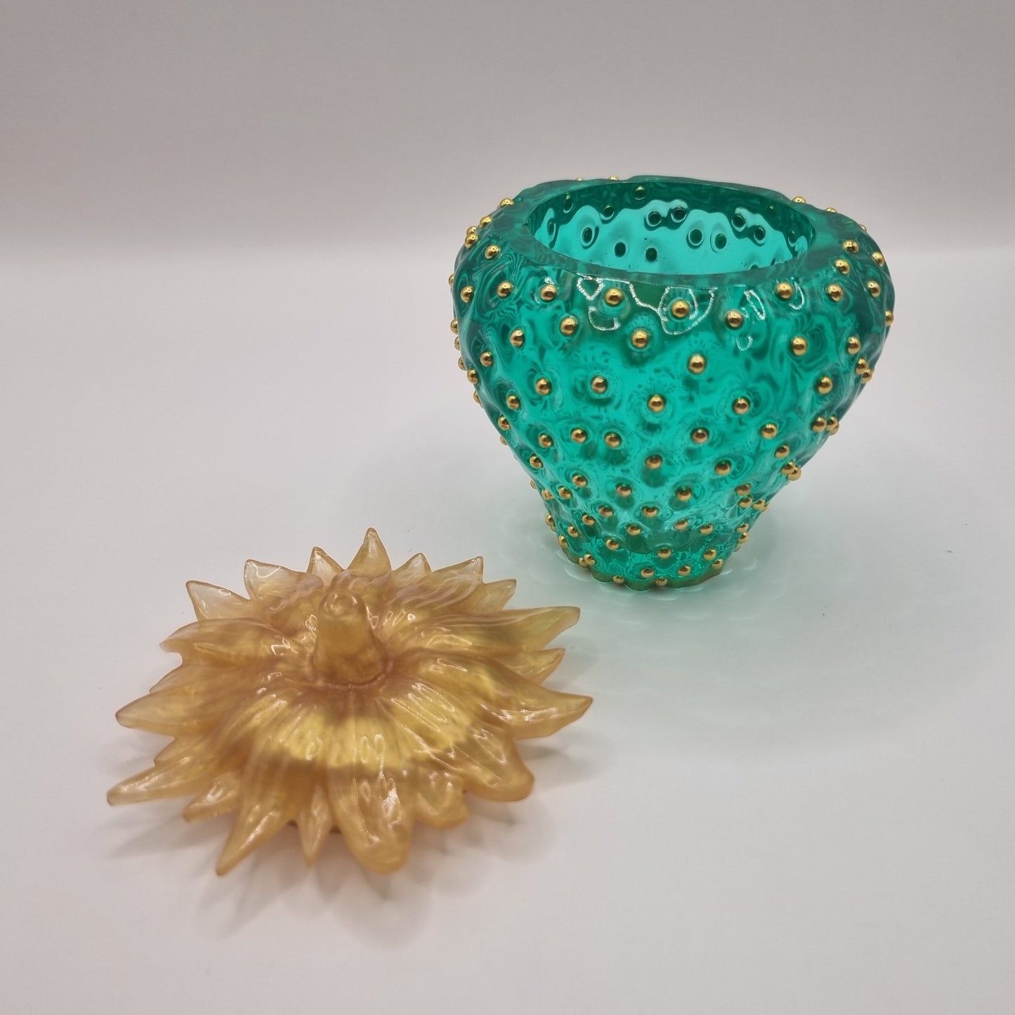 Novel Green & Gold Strawberry Trinket Pot
