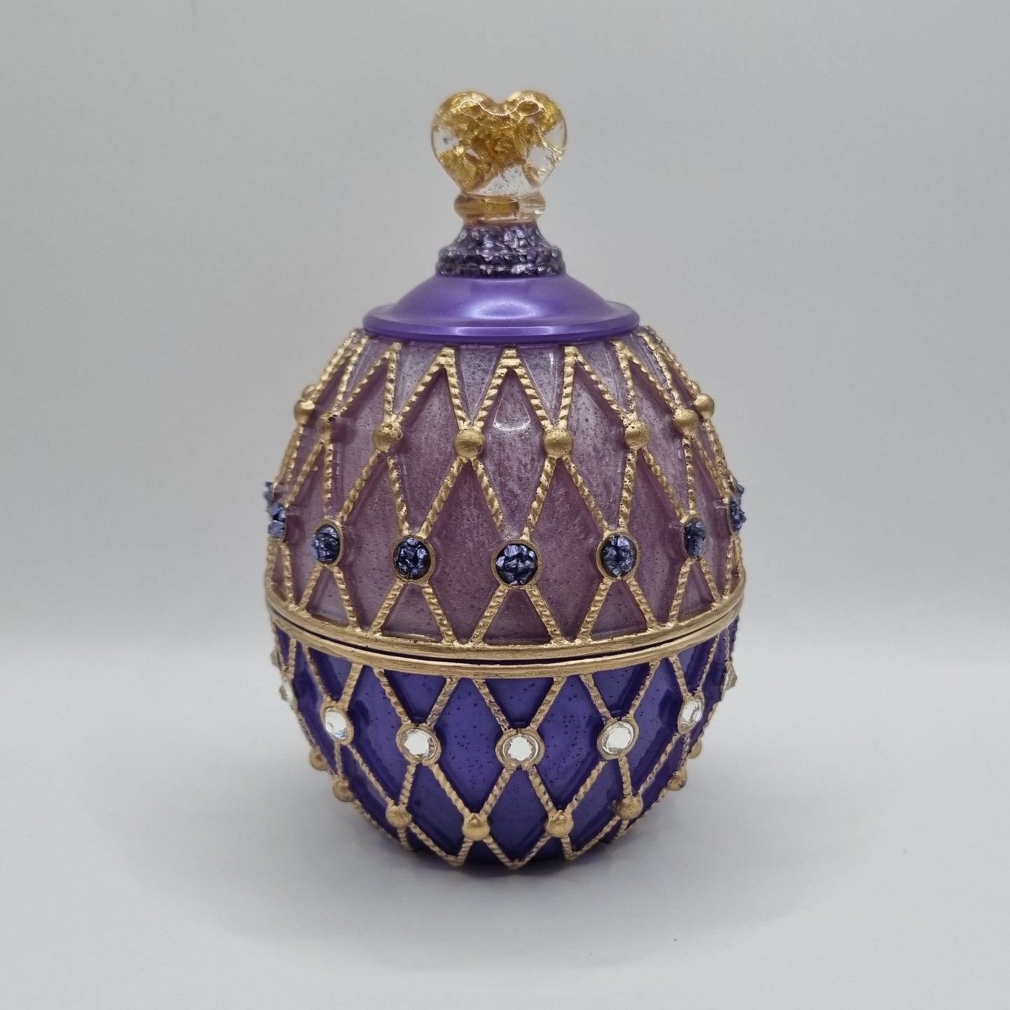 Purple Faberge Style Egg Shaped Jewellery Trinket Box