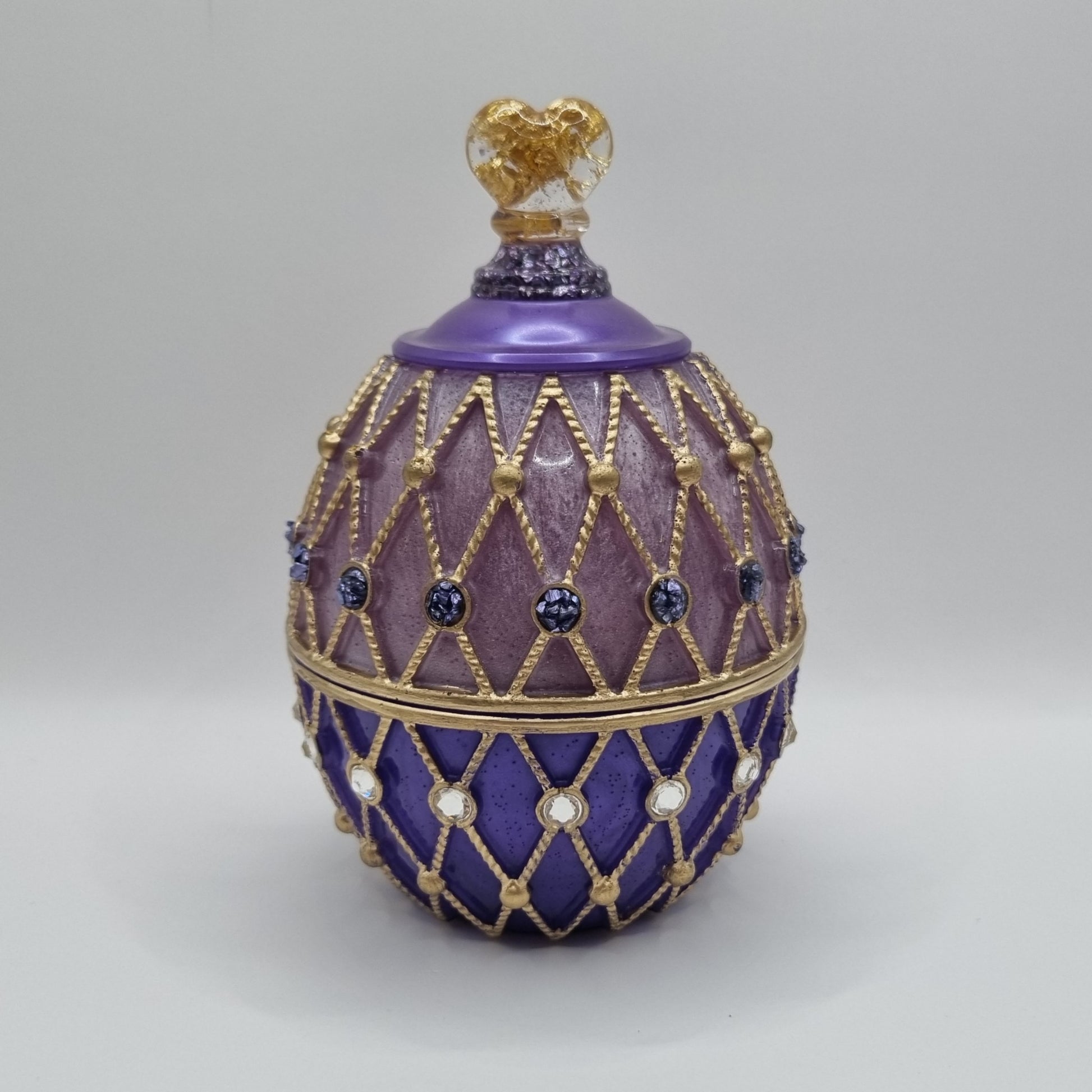 Purple Faberge Style Egg Shaped Jewellery Trinket Box
