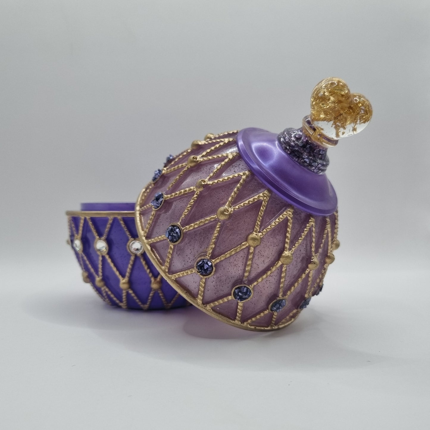 Purple Faberge Style Egg Shaped Jewellery Trinket Box