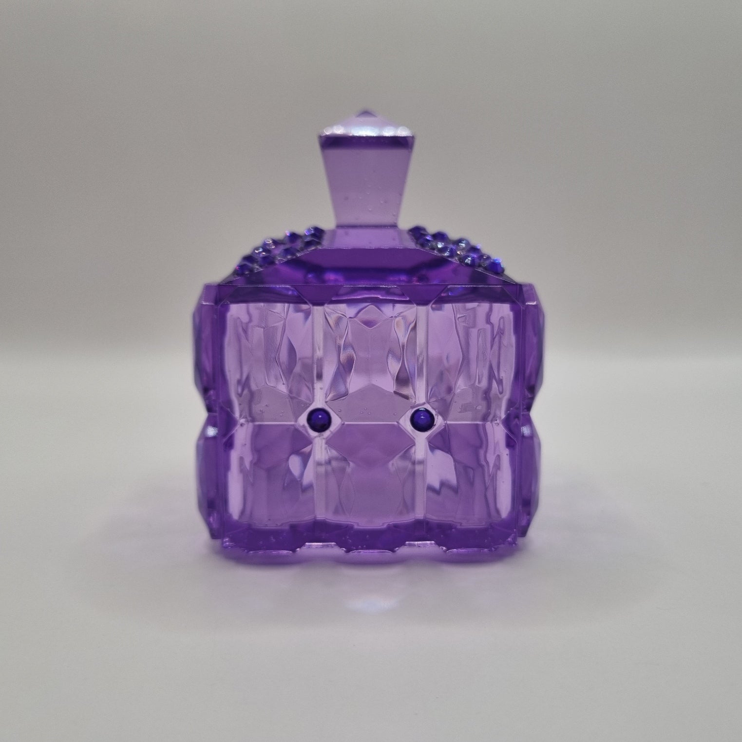 Purple Transparent Jewellery Box with Purple Gems