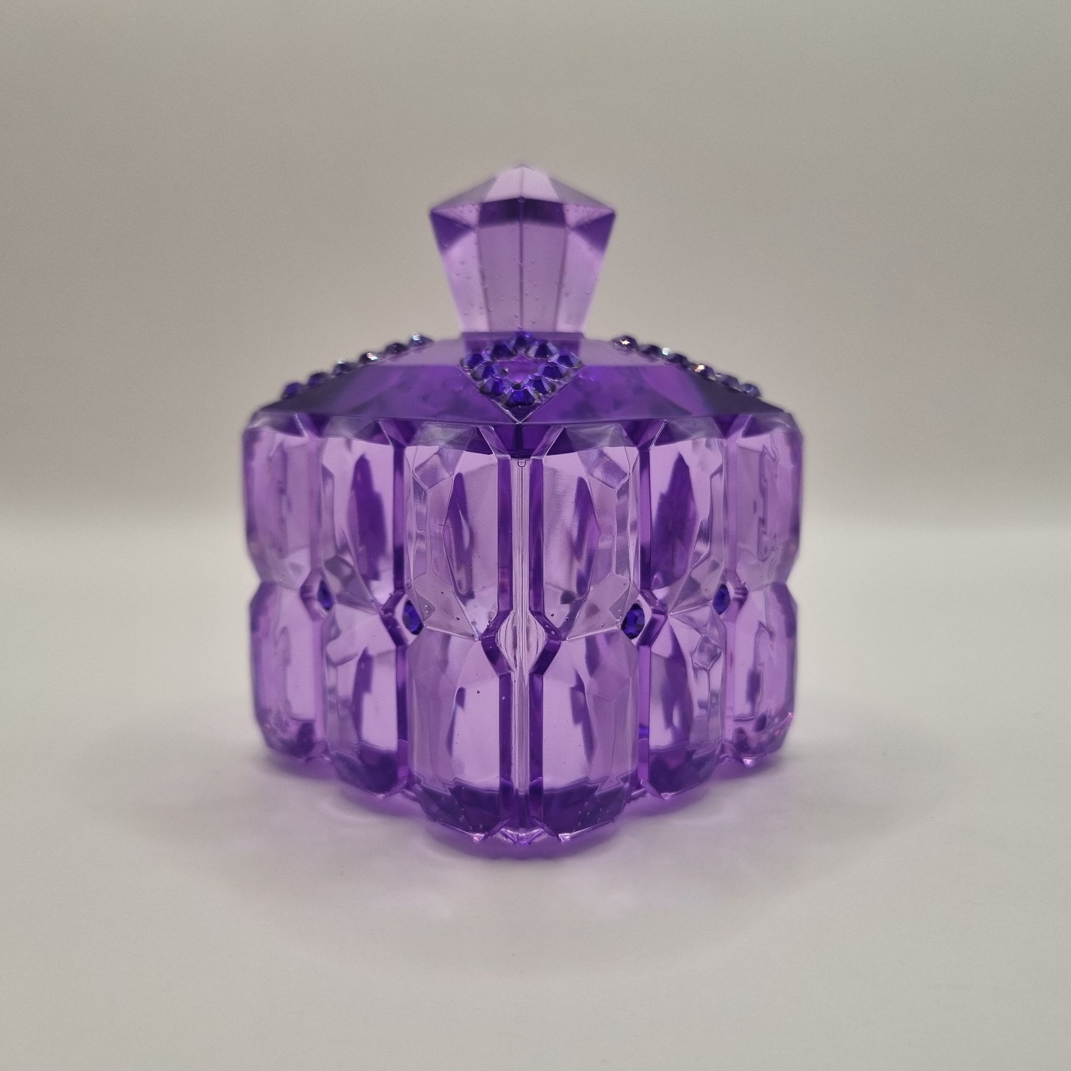Purple Transparent Jewellery Box with Purple Gems