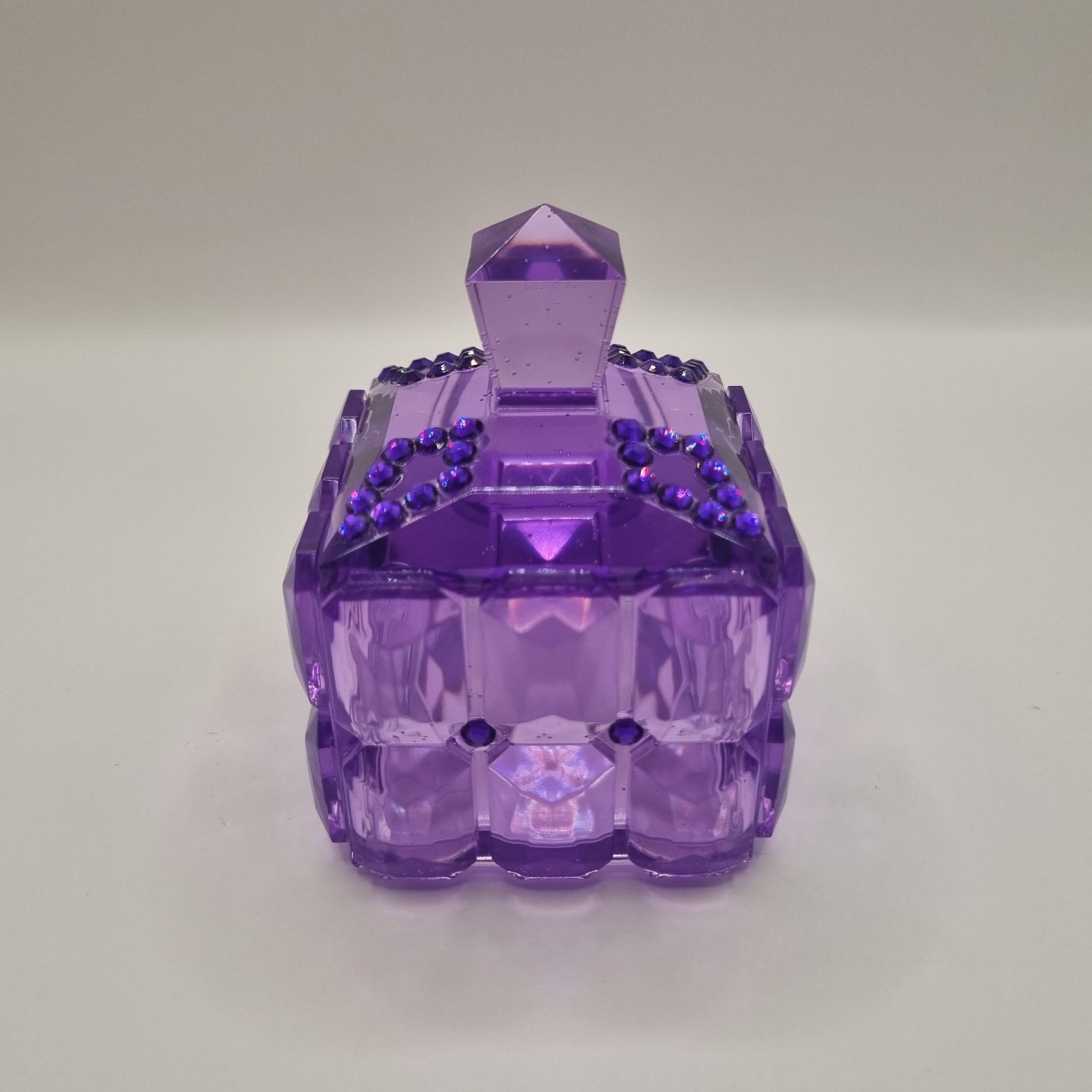 Purple Transparent Jewellery Box with Purple Gems