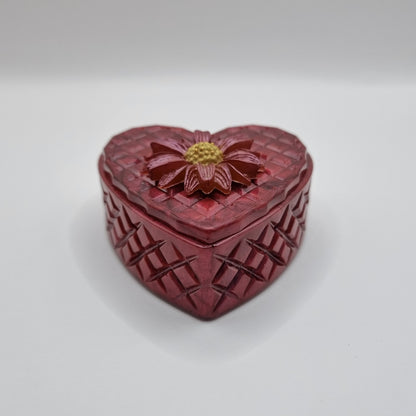 Ruby Red Flower Topped Heart Shaped Box