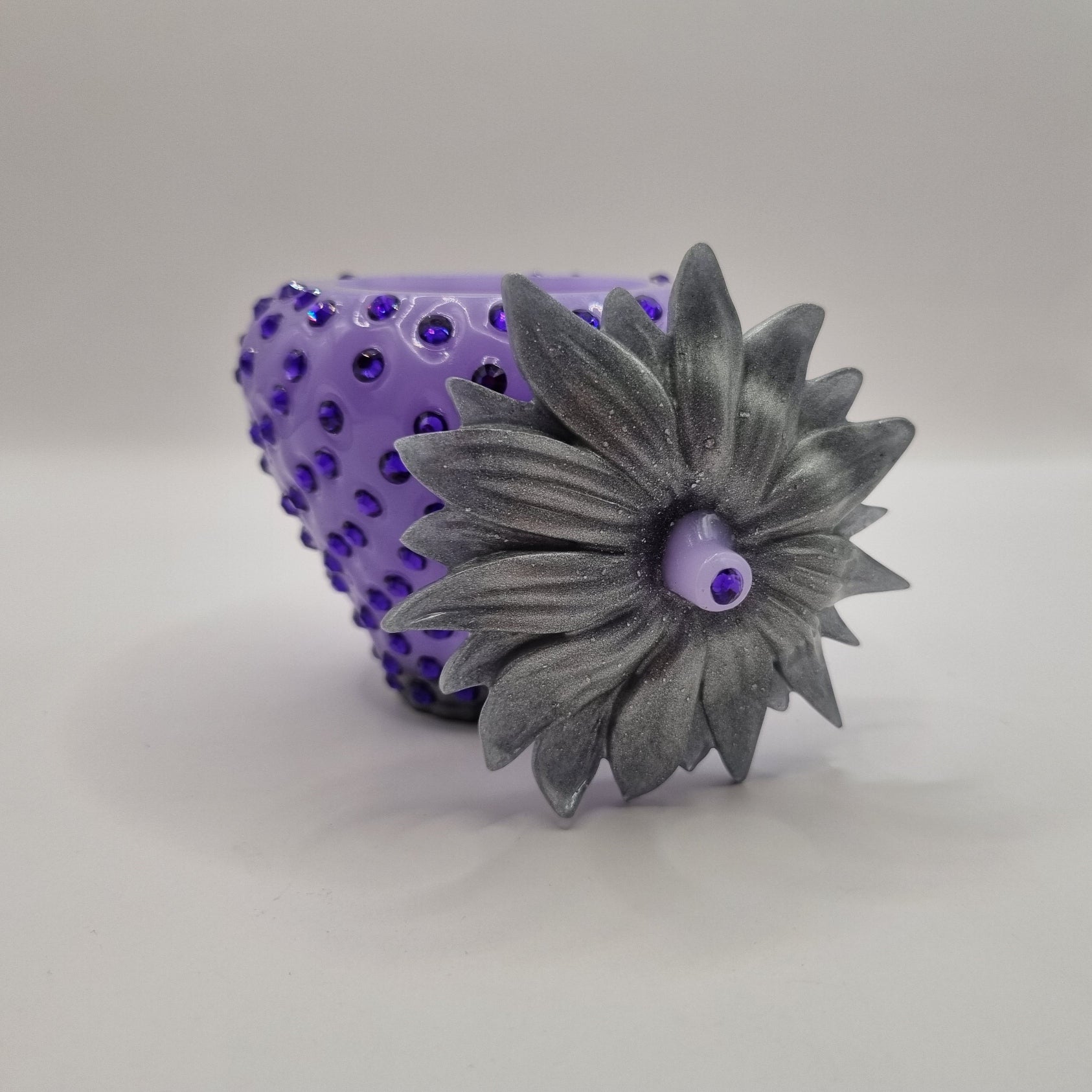 Novel Lavender & Silver Strawberry Trinket Pot