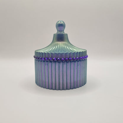 Round Fluted Trinket Pot in Violet Chameleon